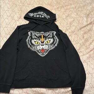 Limited edition black craft hoodie with cat design